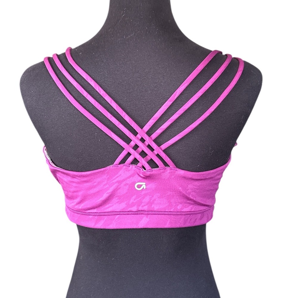 GapFit Eclipse Medium Support Strappy Sports Bra, Purple Wine, Large, Gym Yoga